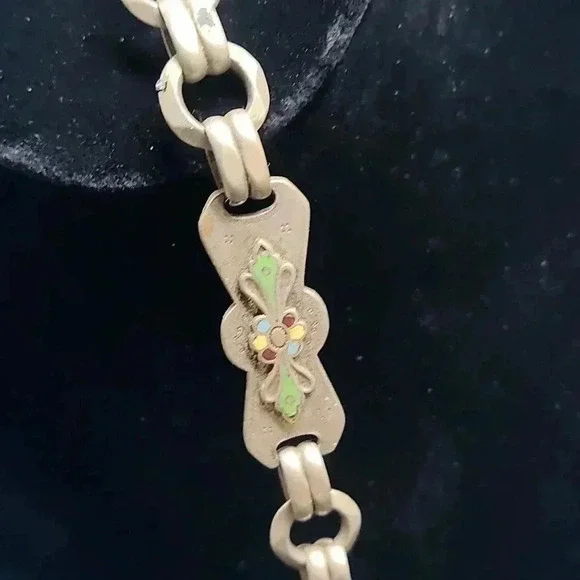 Antique Edwardian Gesetzlich Geschützt German Silver Enamel Men's Watch Fob